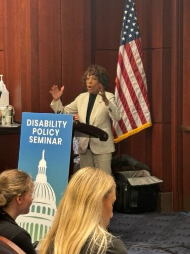 Rep. Maxine Waters (D-CA) speaks to DPS participants 